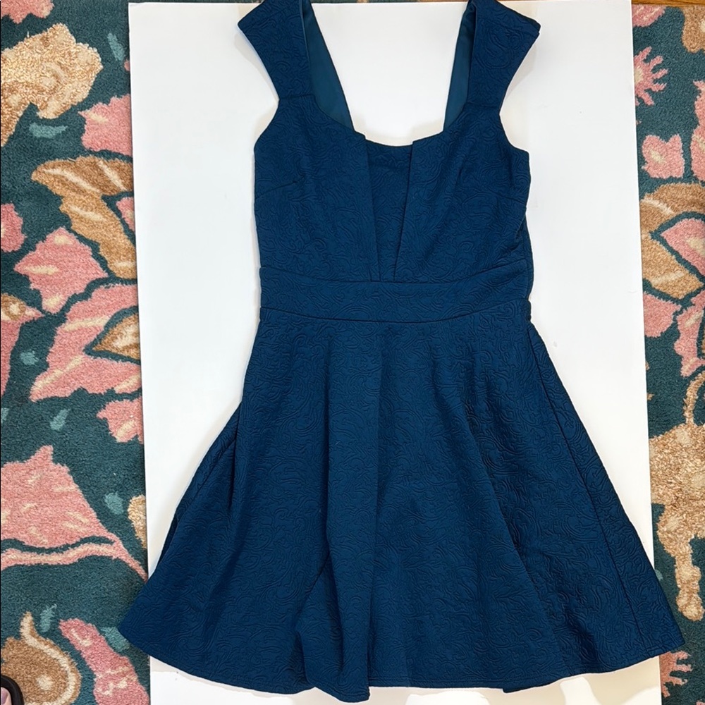 Ixiah Blue Fit and Flare Mini Dress